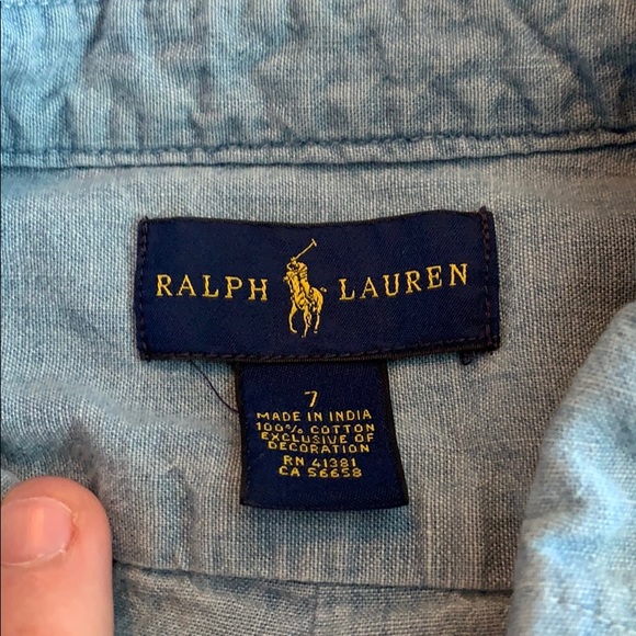 Boys light denim button up long sleeve shirt - Picture 3 of 4